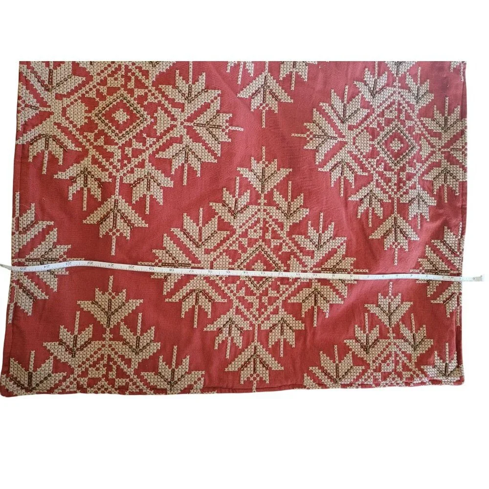 Pottery Barn Red & White Snowflake Pillow Cover Size 24”x 24”